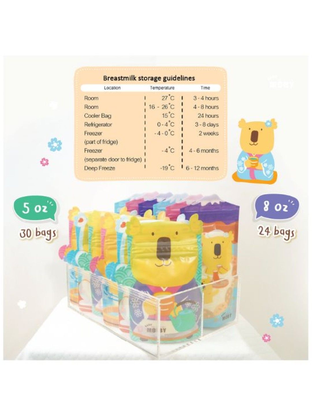 Baby Moby 8oz Breastmilk Storage Bags - Japan Collection (No Color- Image 3)