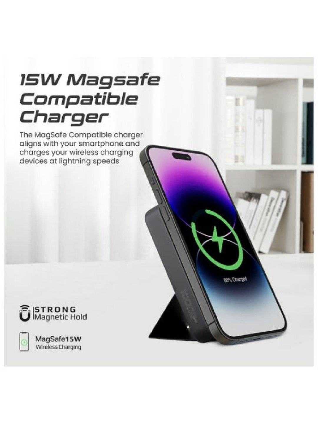Promate Powermag-TRIO 5-in-1 Foldable MagSafe Compatible Wireless Charging Power Bank (Black- Image 3)