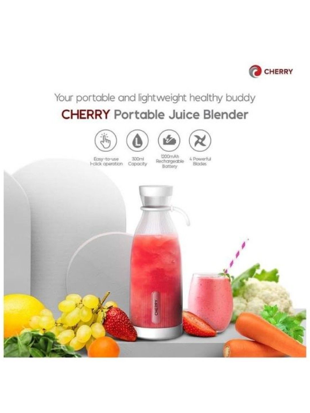 Cherry Portable Juice Blender (300ml) (No Color- Image 3)