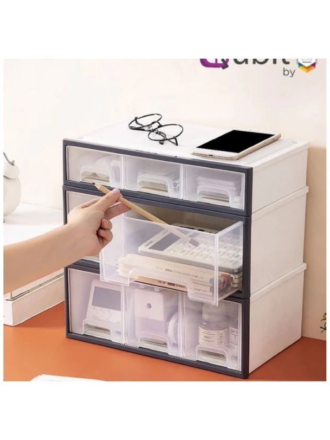 Qubit Level Trio Mini Storage Drawer Organizer (Multicolor- Image 3)