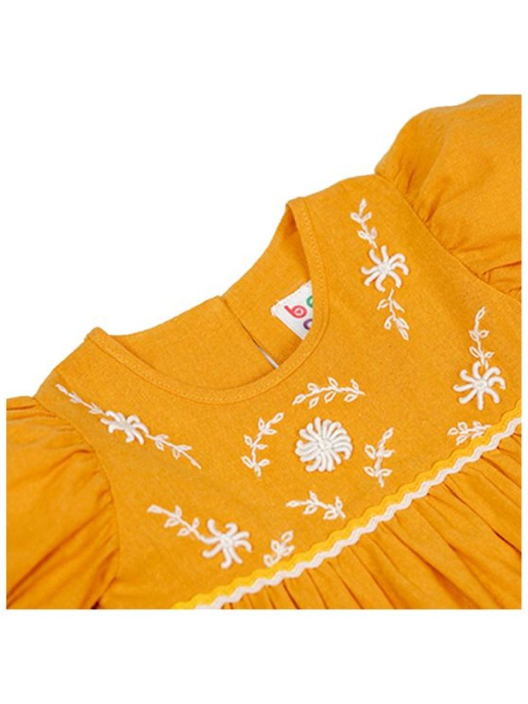 bean fashion Floral Flair Mela Ricrac Puff Sleeve Embroidered Dress with Hat (Yellow- Image 2)