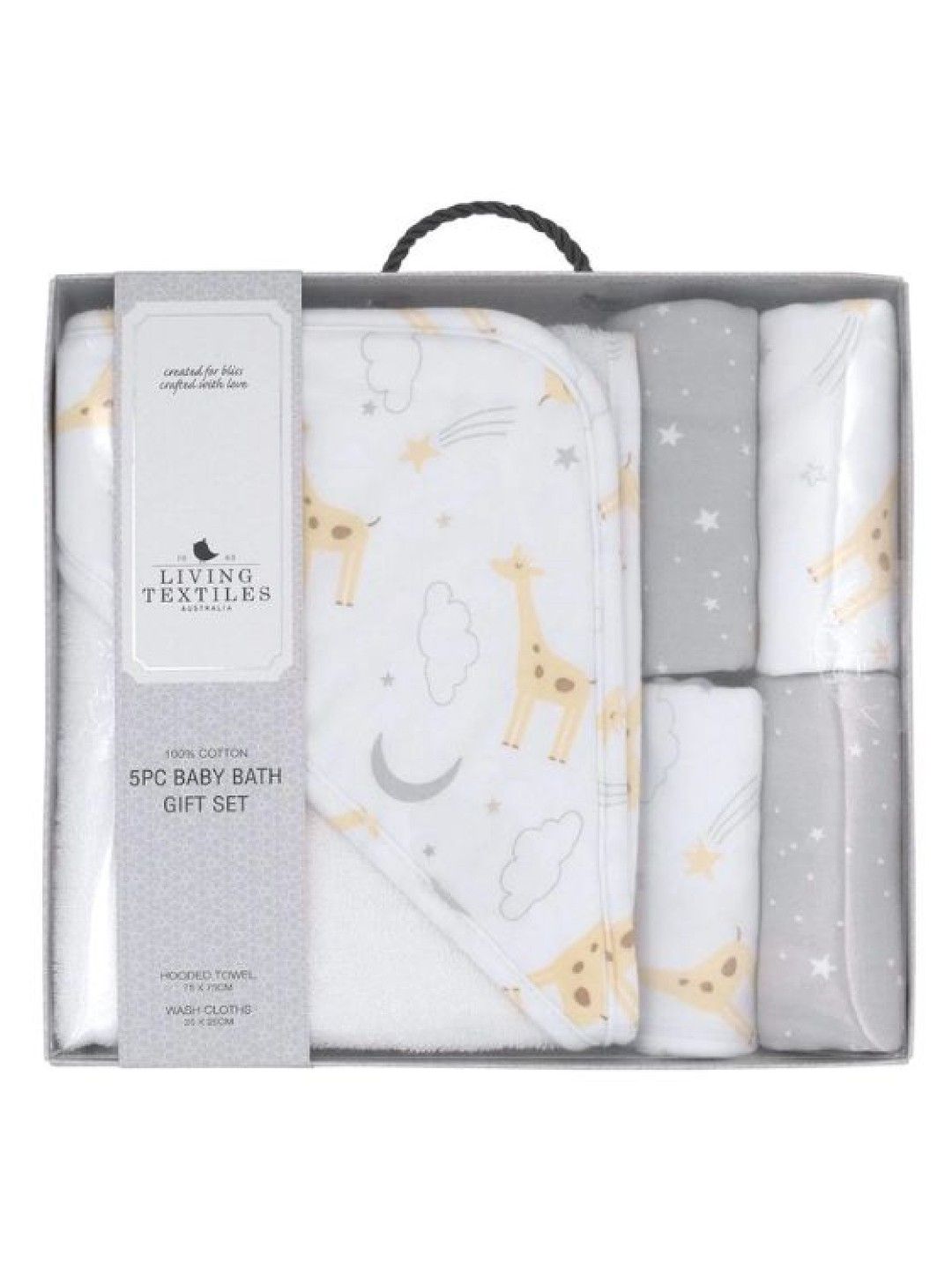 Living Textiles Baby Bath Gift Set (5pcs) - Noah Grey Star (No Color- Image 3)