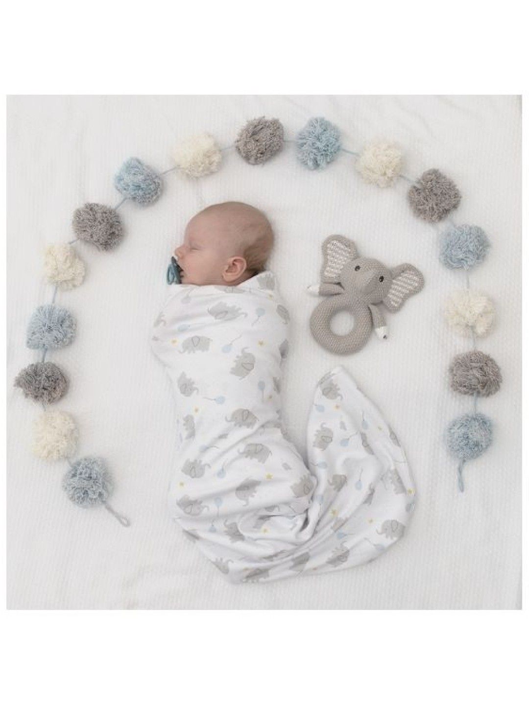 Living Textiles Jersey Swaddle & Rattle Gift Set - Mason/Elephant (No Color- Image 3)