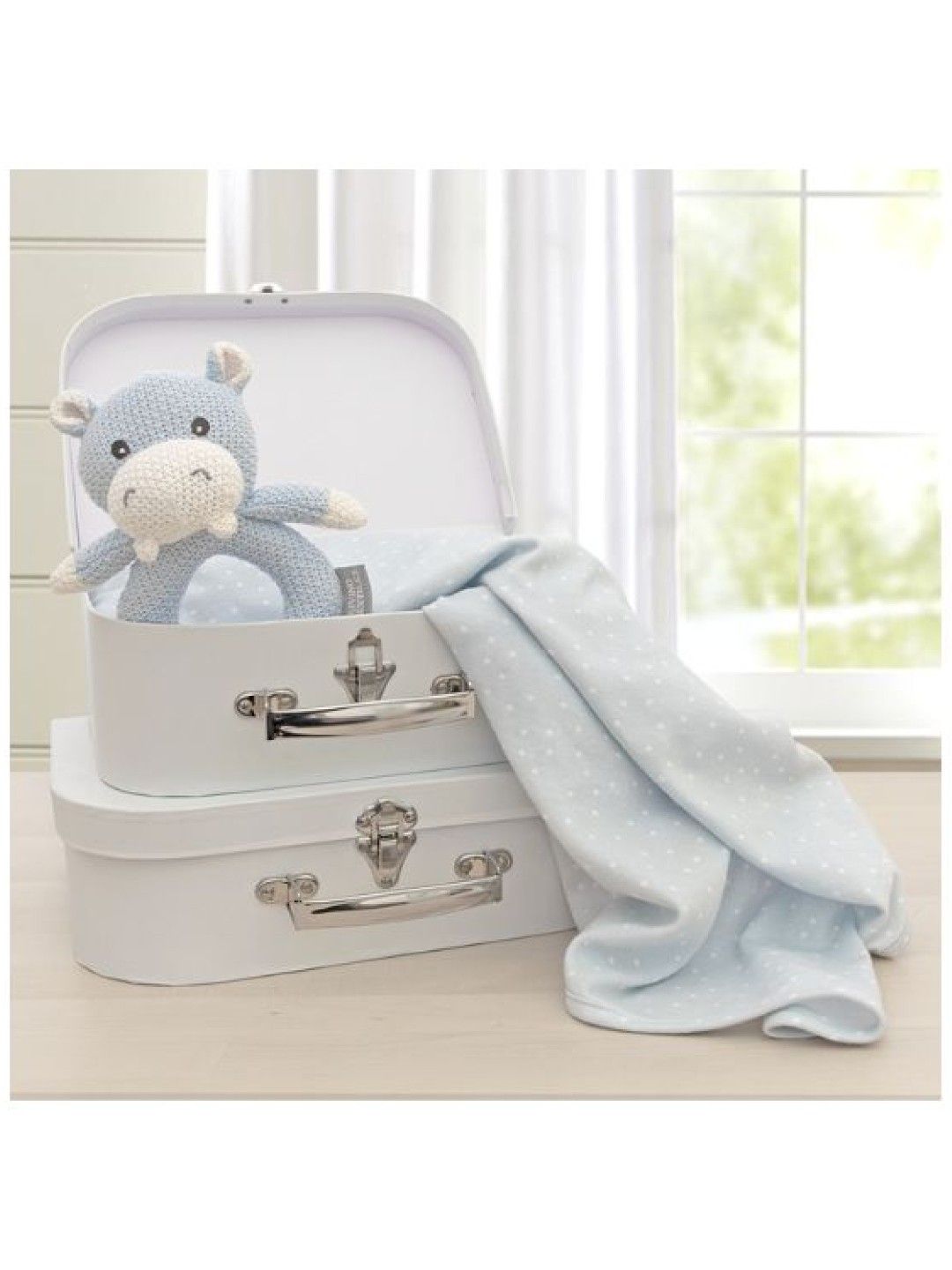 Living Textiles Jersey Swaddle & Rattle Gift Set - Confetti/Hippo (No Color- Image 3)