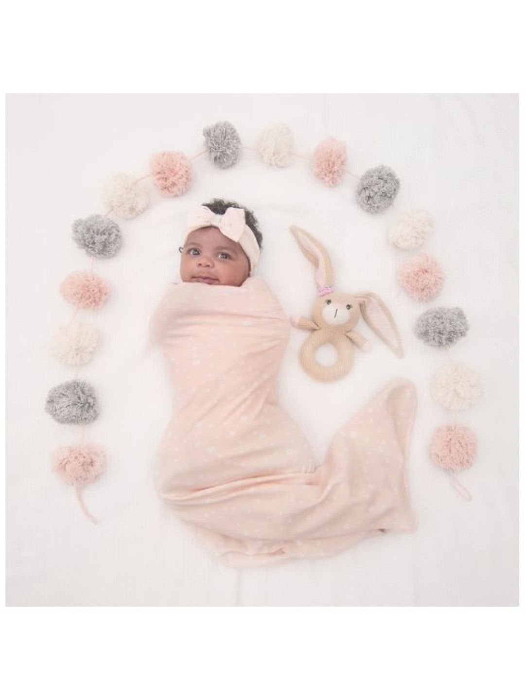 Living Textiles Jersey Swaddle & Rattle Gift Set - Floral/Bunny (No Color- Image 4)