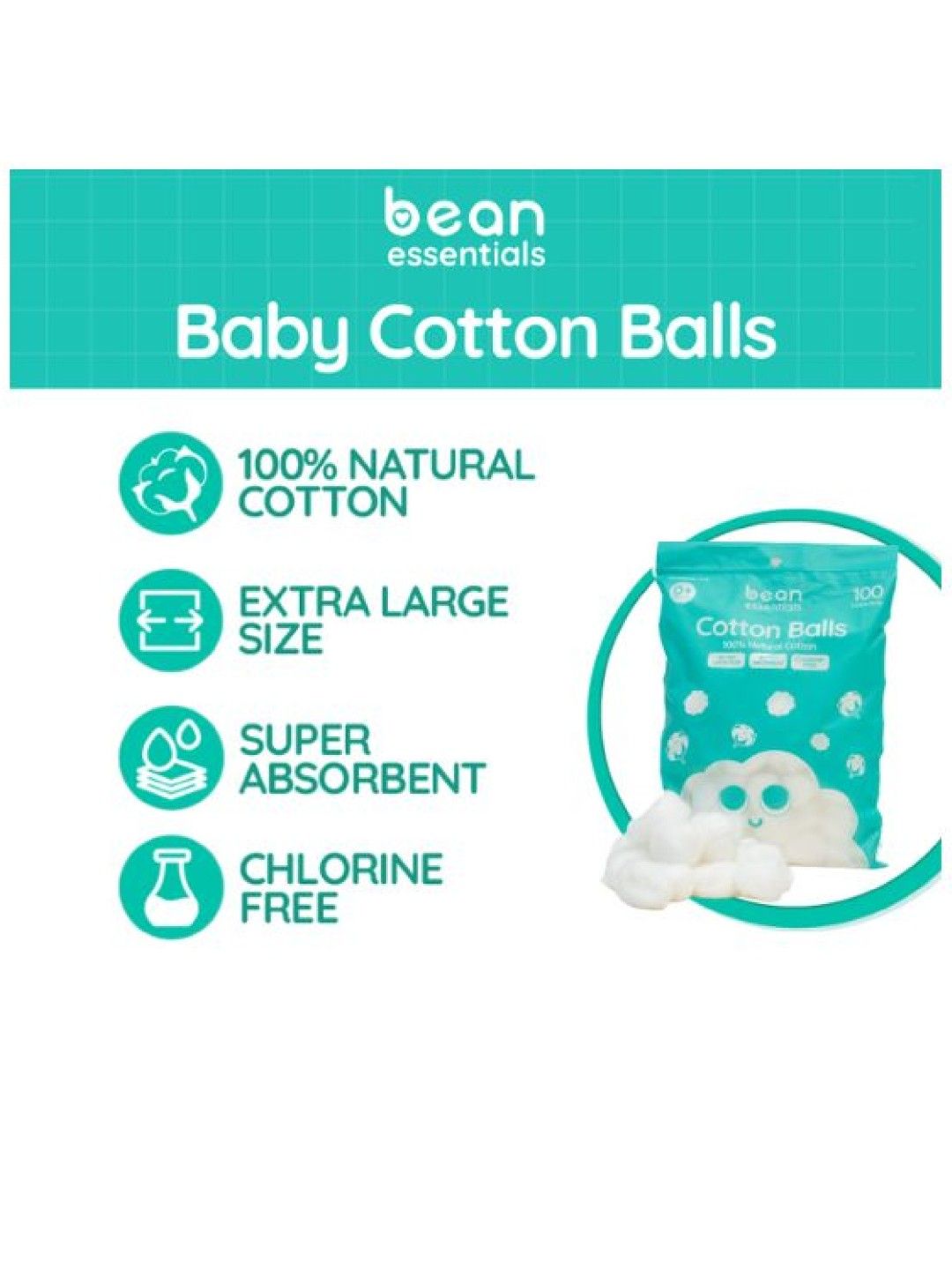 bean essentials Baby Cotton Balls 100g (100s) (No Color- Image 2)