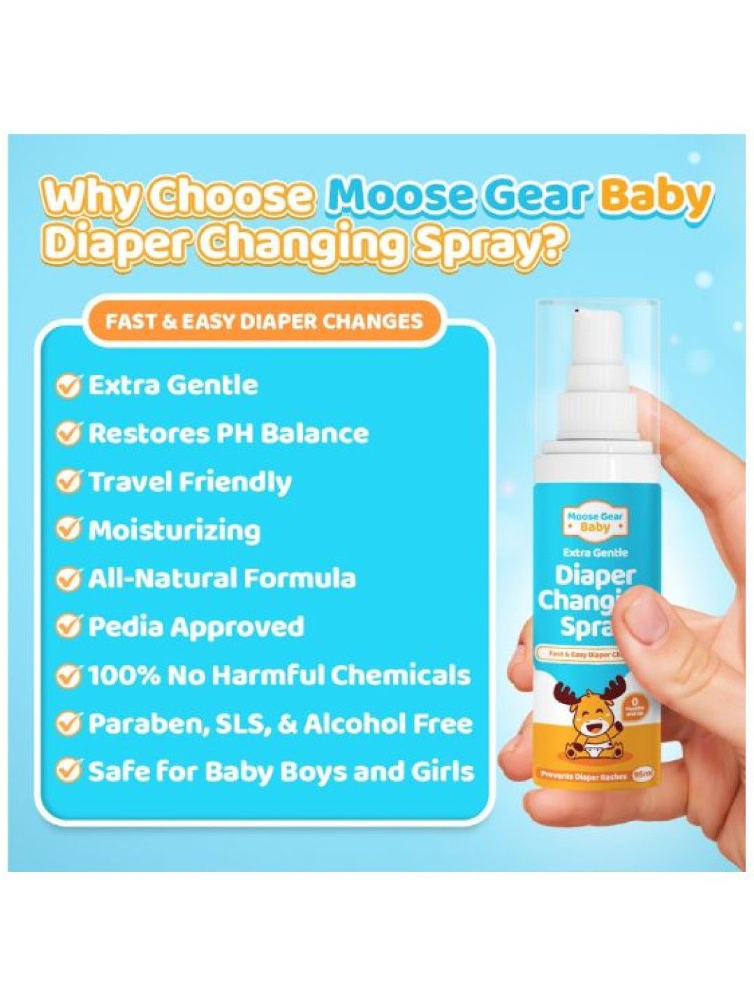 Moose Gear Baby Extra Gentle Diaper Changing Spray (95ml) (No Color- Image 3)