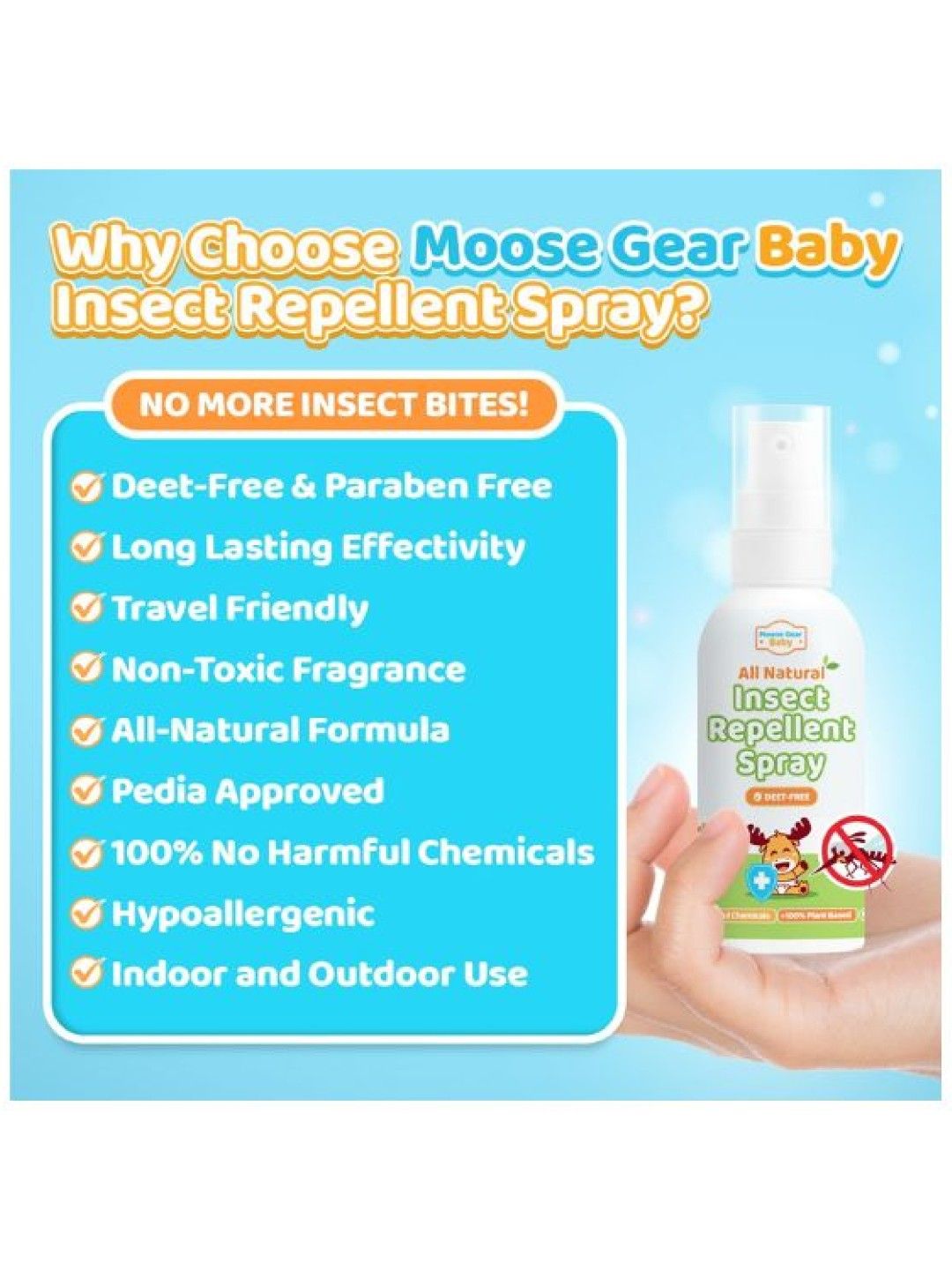 Moose Gear Baby Natural Insect Repellent Spray (60ml) (No Color- Image 3)