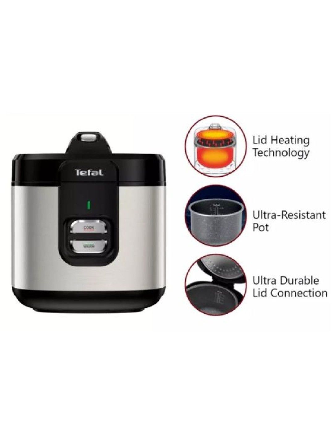 Tefal Everforce Rice Cooker (11 Cups/2 L) -  Black/Stainless Steel (No Color- Image 3)