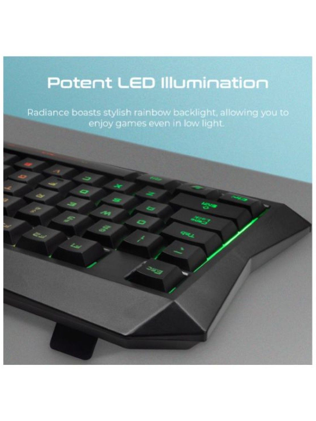 Vertux RADIANCE Ergonomic Backlit Wired Gaming Keyboard (Black- Image 3)