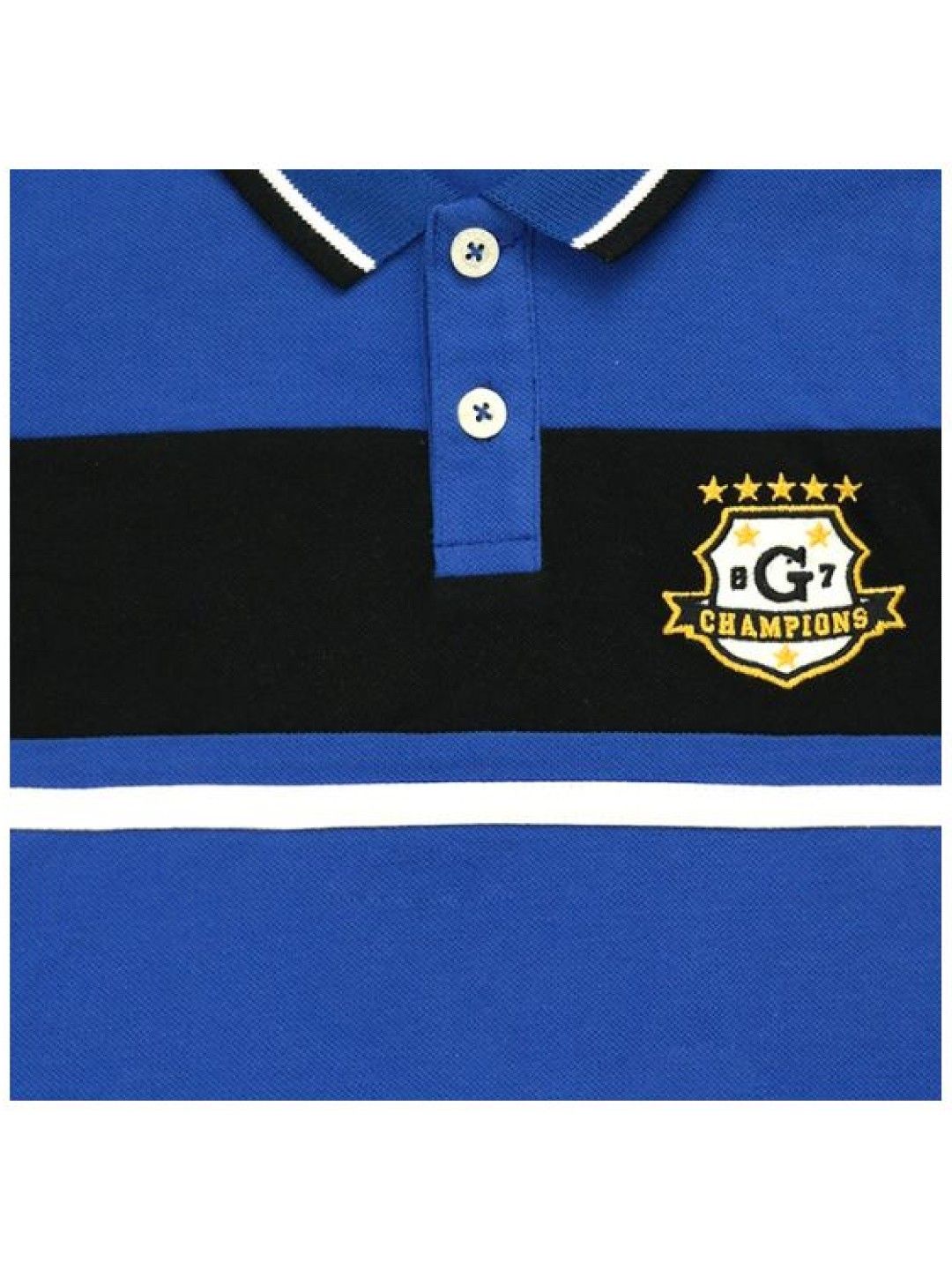 Grizzly Boys Short Sleeve Polo Shirt with Cut & Sew & Tapping with Patch Embroidery (Royal Blue- Image 3)