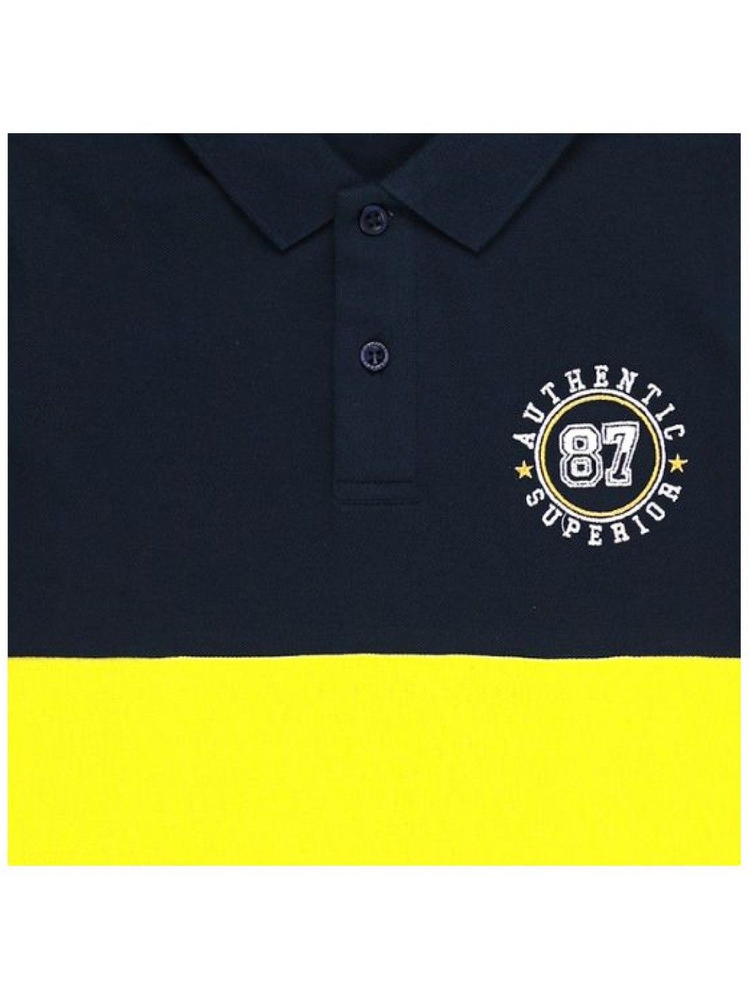 Grizzly Boys Short Sleeve Polo Shirt with Graphic Embroidery (Navy Blue- Image 3)