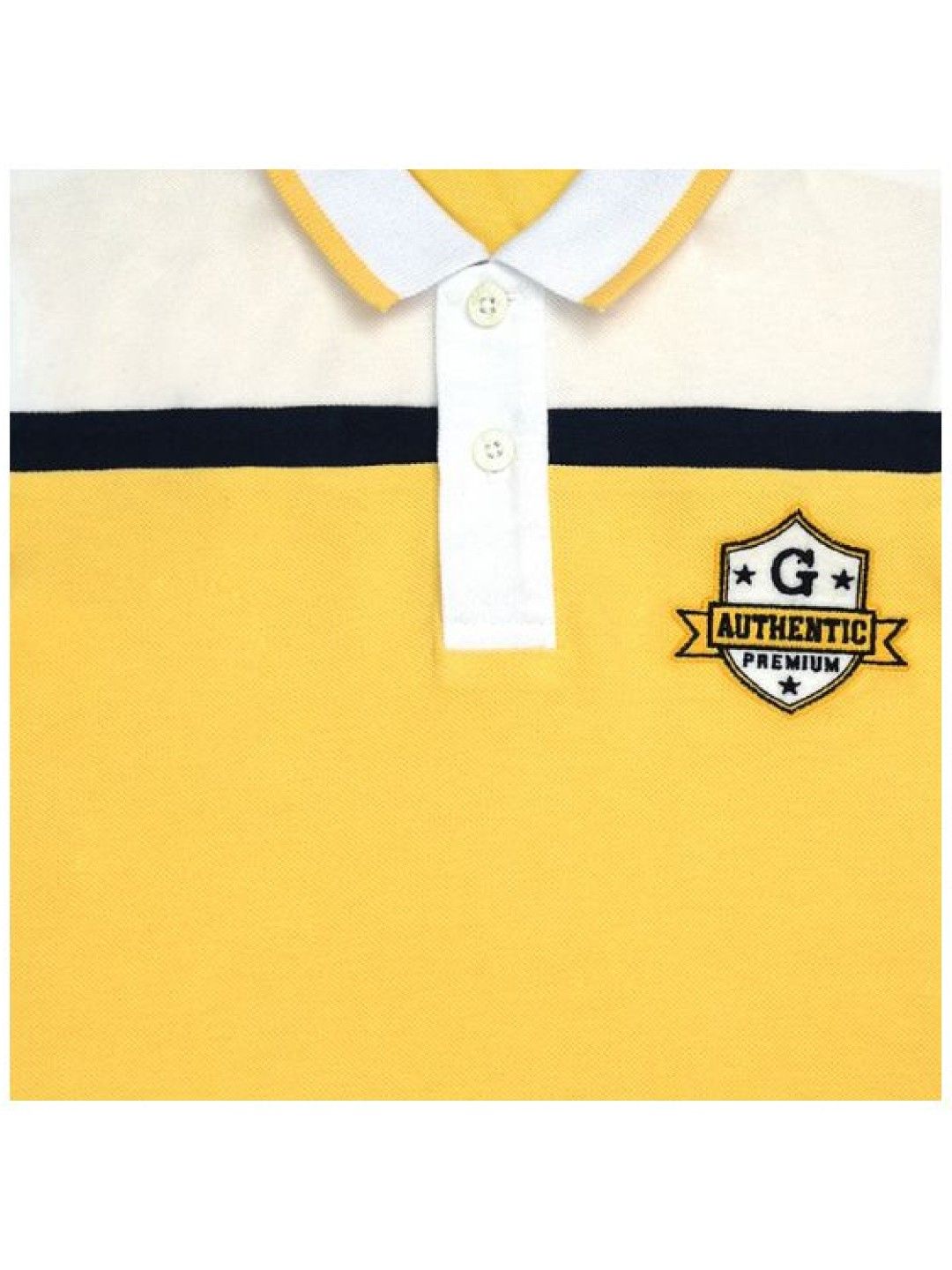 Grizzly Boys Short Sleeve Polo Shirt with Cut & Sew & Patch Embroidery (Yellow- Image 3)