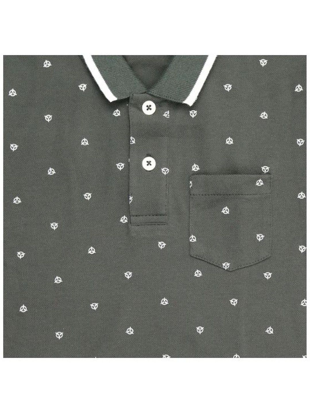 Grizzly Short Sleeve Polo Shirt All Over Print With Patch Pocket (Dark Gray- Image 3)