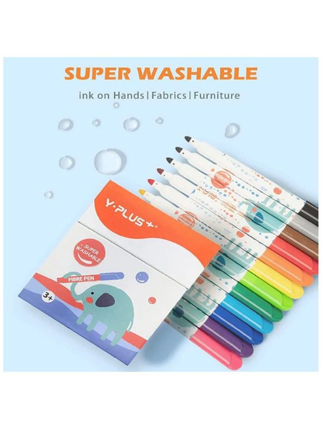 Y-PLUS+ Elephant Super Washable Fibre Pen (12 Colors) (No Color- Image 3)
