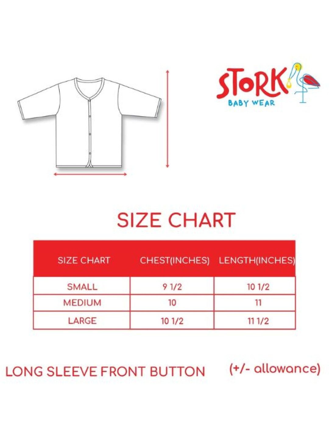 Stork Baby Wear Longsleeve Front Button (3pcs) (White- Image 4)