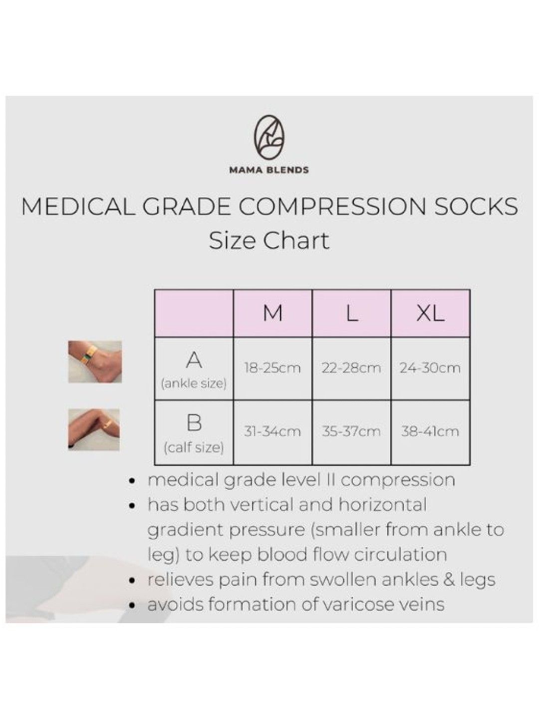 Mama Blends Mama Blends Medical Grade Compression Socks Edema Varicose Veins Leg Support (Black- Image 3)