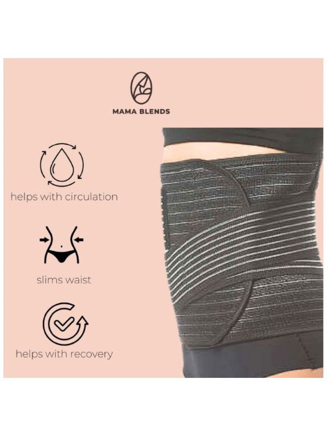 Mama Blends Medical Grade Tummy Wrap Bamboo Charcoal Support Binder (Black- Image 3)