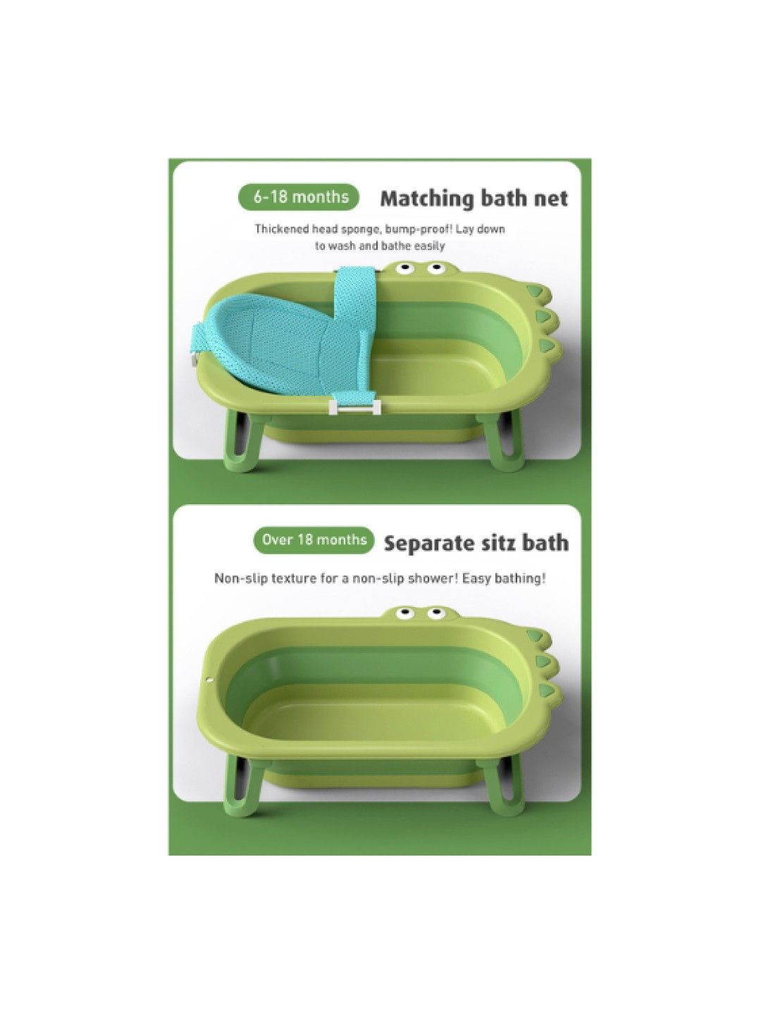 BabyPro Foldable Bath Tub For Babies (Green- Image 3)