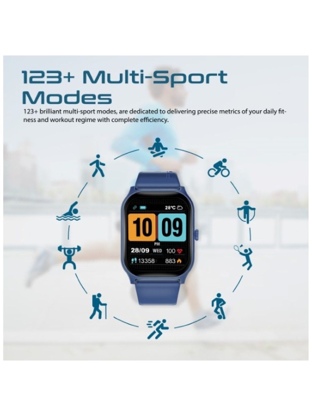 Promate XWATCH-B2 ActiveLife™ Smartwatch with Bluetooth Calling (Blue- Image 3)