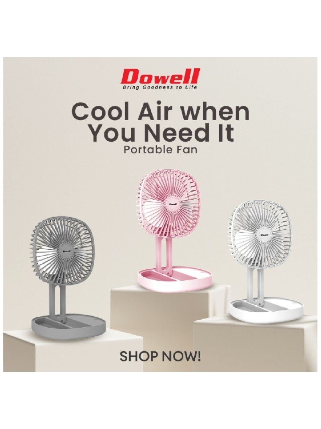 Dowell USB Portable Fan UF-101F (Dark Gray- Image 3)