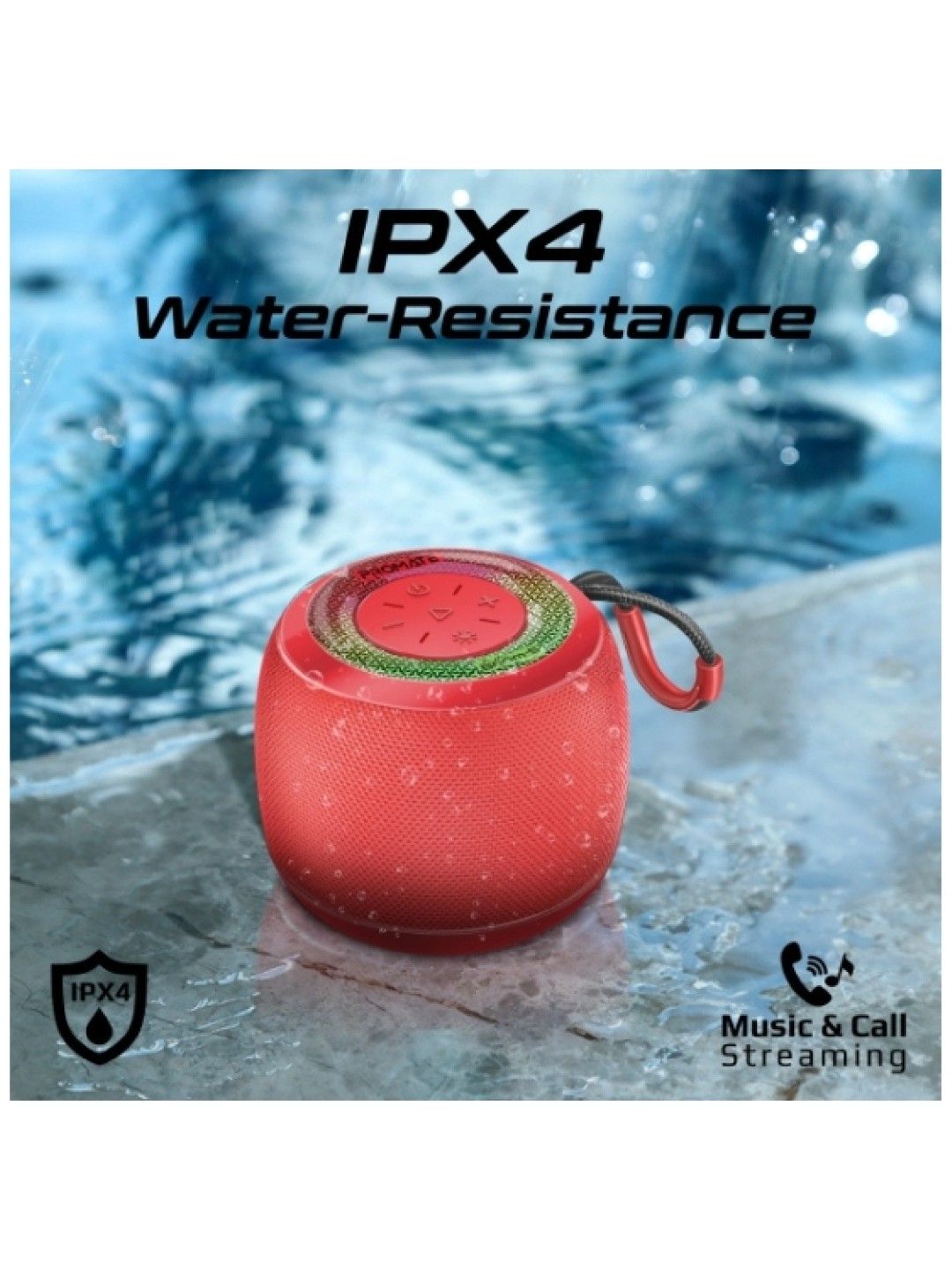 Promate BOOM-5 LumiSound™ 5W High-Fidelity TWS Speaker (Red- Image 3)