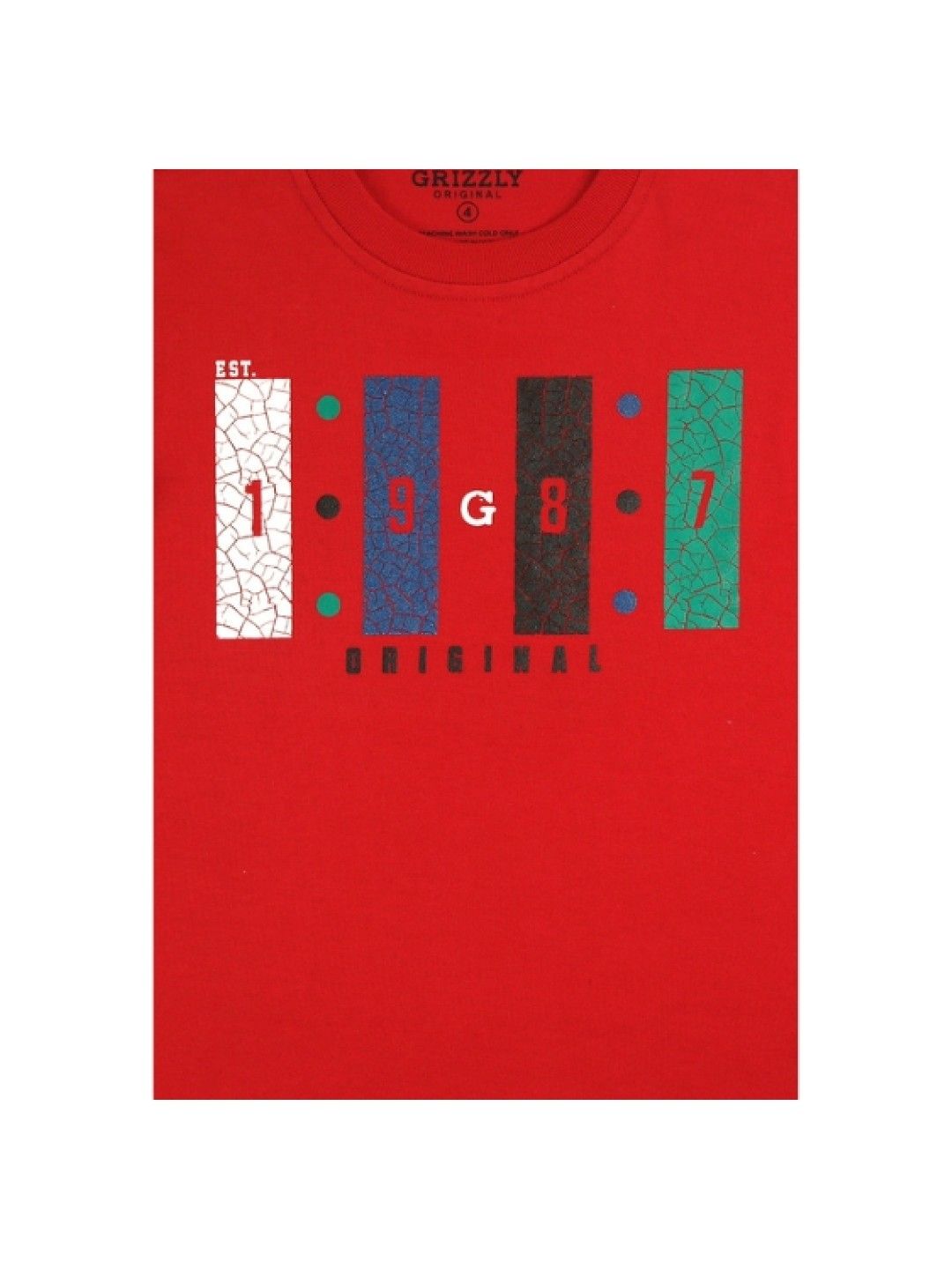 Grizzly Boys Short Sleeve Round Neck with Special Print (Red- Image 3)