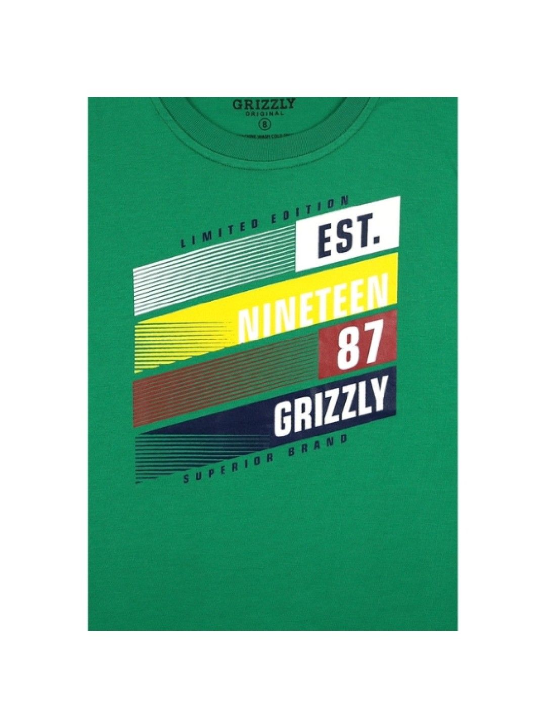 Grizzly Boys Short Sleeve Round Neck Shirt with Graphic Print (Green- Image 3)