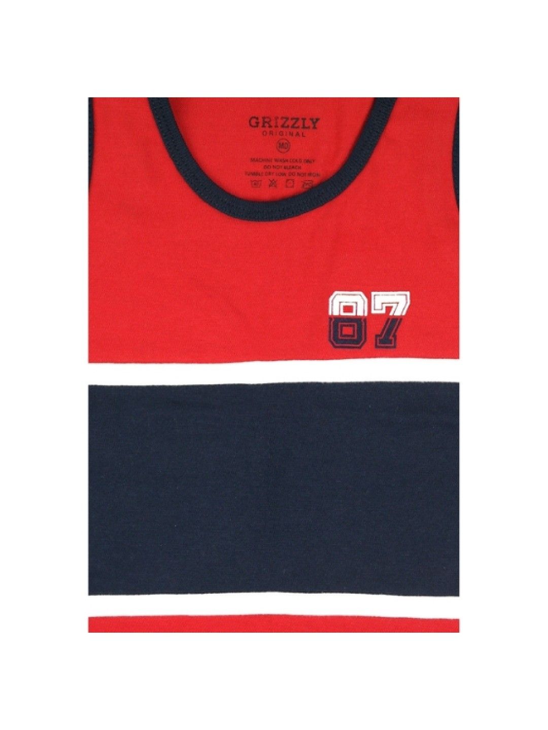 Grizzly Boys Sando Shirt with Cut & Sew Print (Red- Image 3)