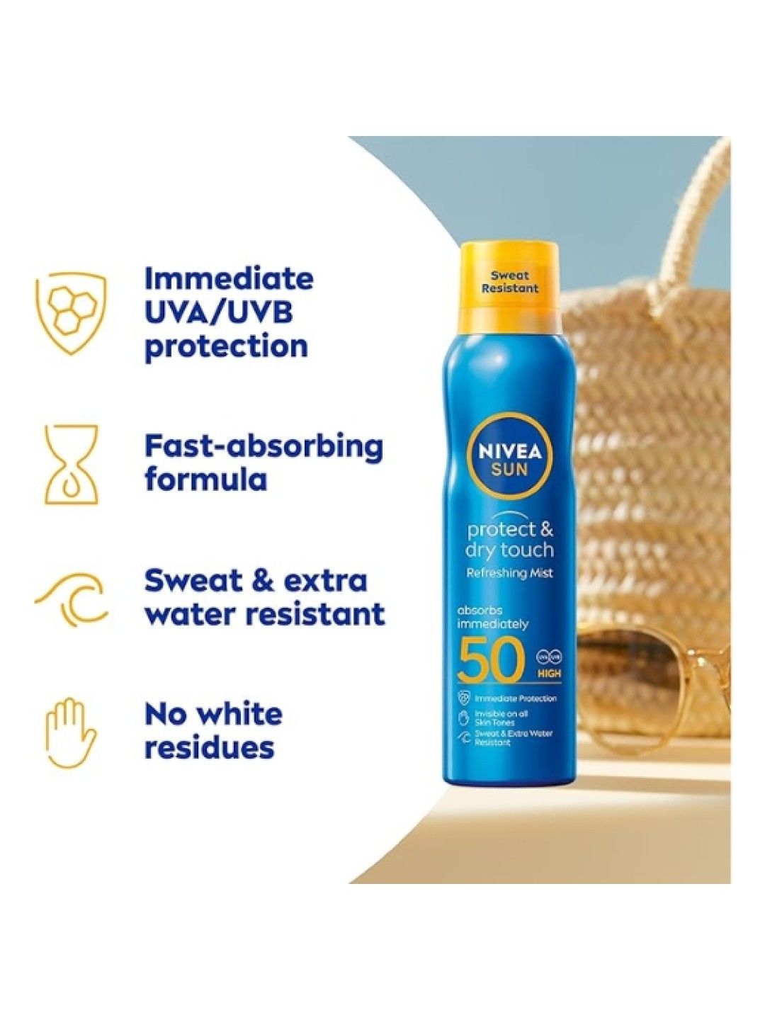 NIVEA Sun Protect & Dry Touch Refreshing Spray Sunscreen with SPF 50 (200ml) (No Color- Image 3)