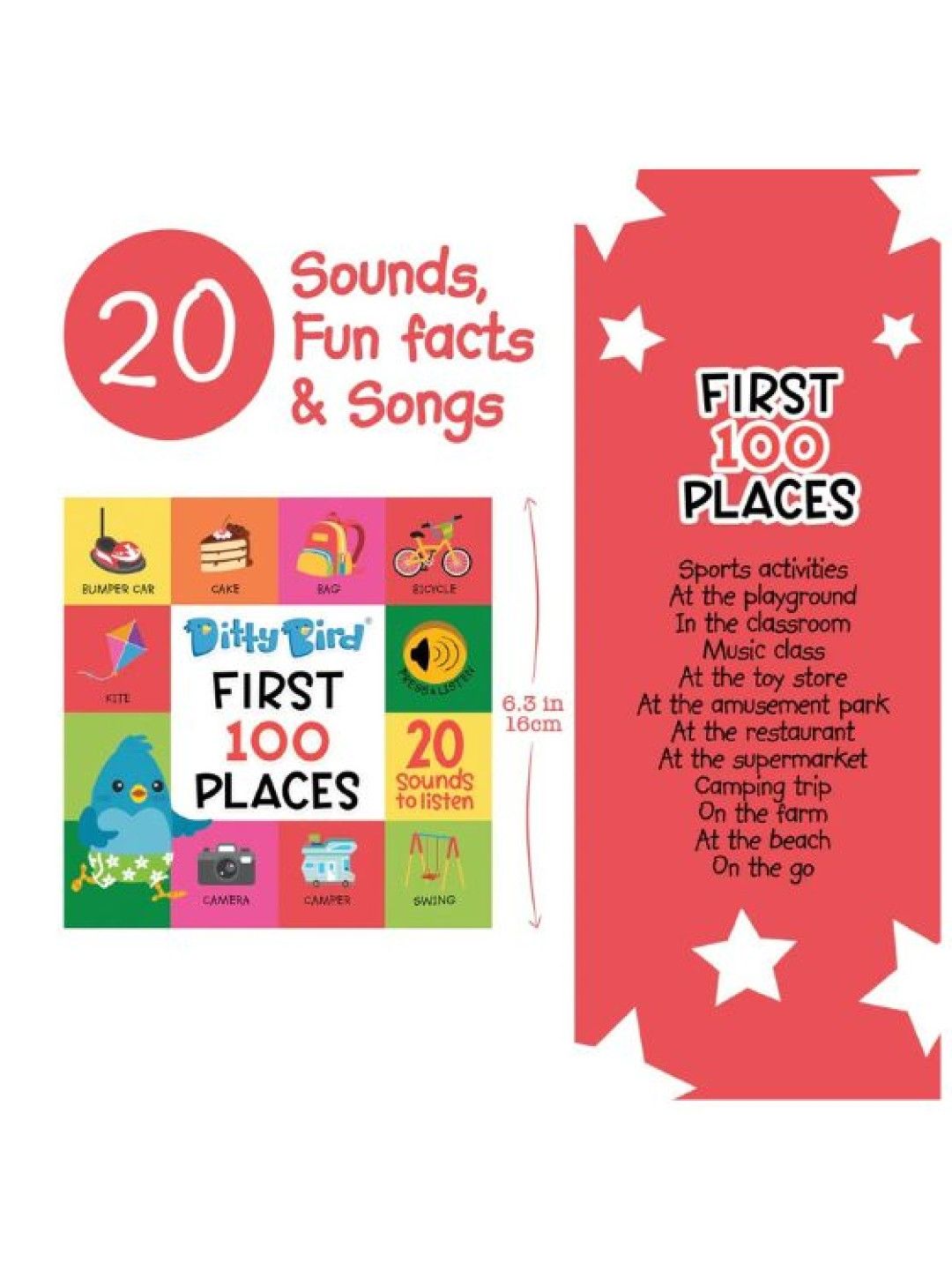 Ditty Bird First 100 Places Sound Book (No Color- Image 3)
