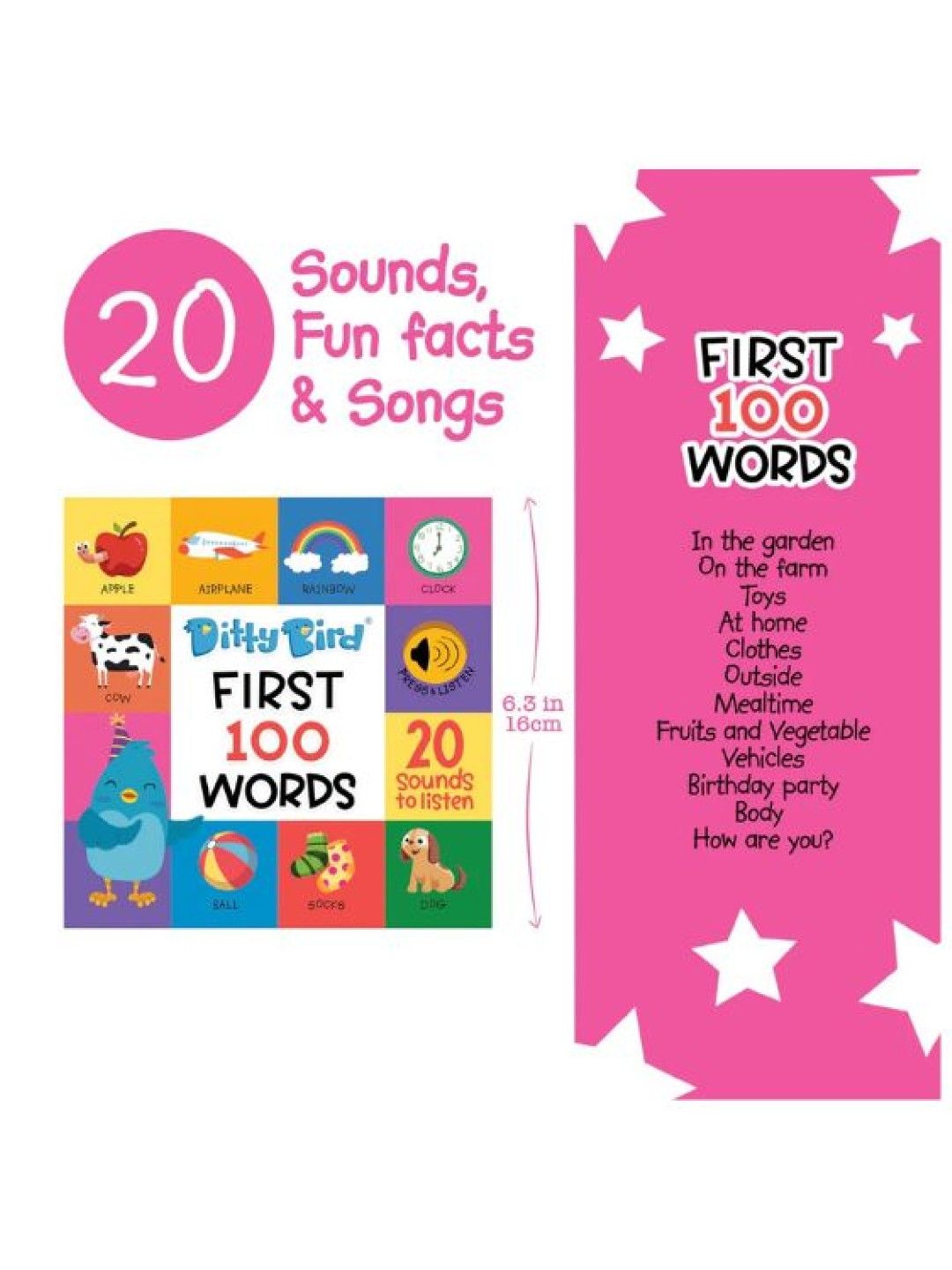 Ditty Bird First 100 Words Sound Book (No Color- Image 3)