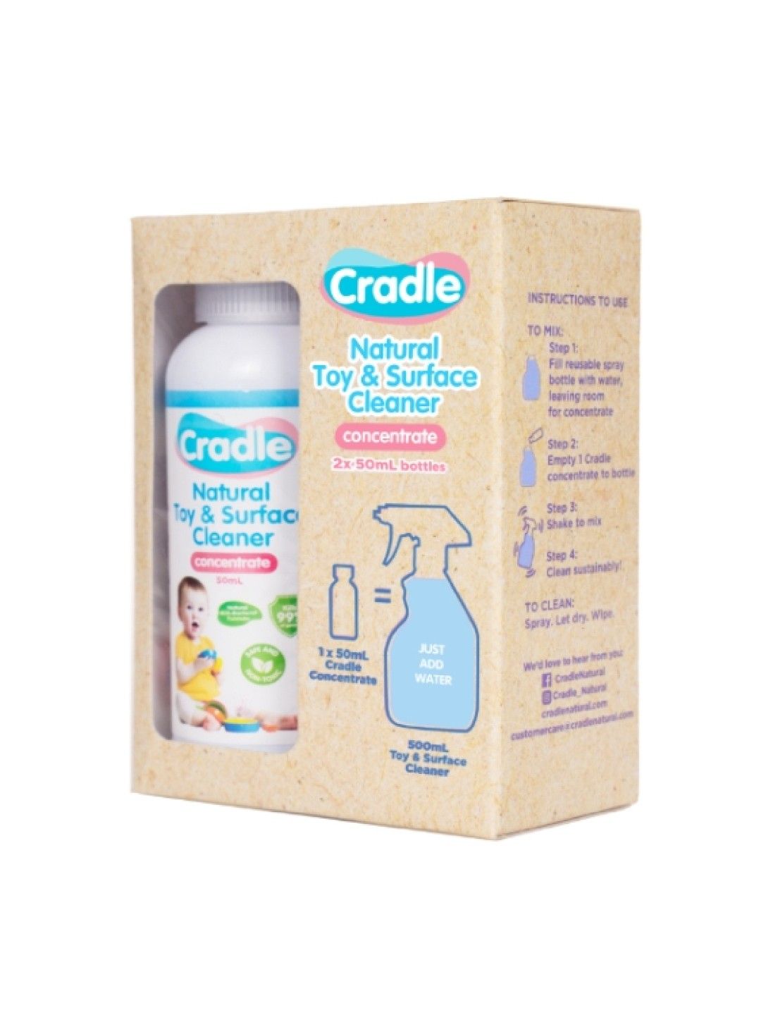 Cradle Natural Toy & Surface Cleaner Concentrate 2 x (50ml) (No Color- Image 3)