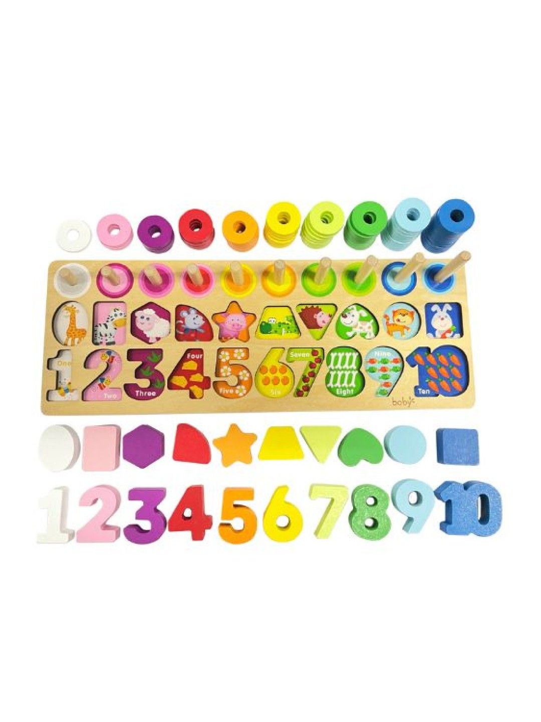 Boby 4-in-1 Wooden Montessori Learning Stacker & Matching Puzzle (Multicolor- Image 3)