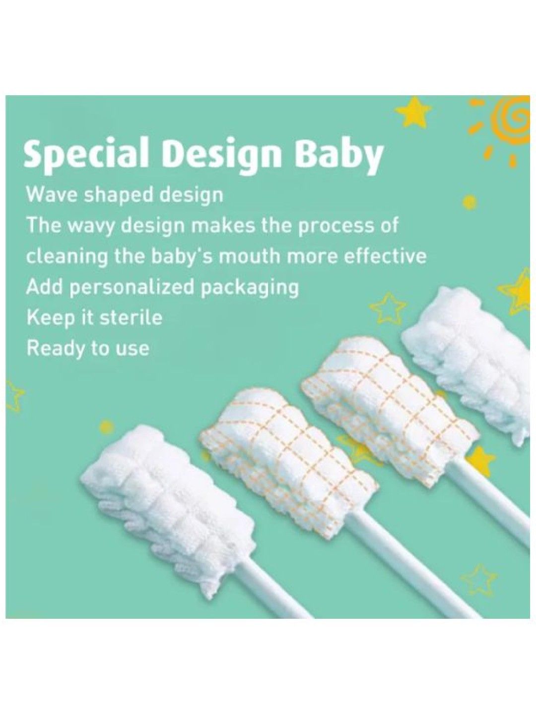 BabyPro Oral Tongue Cleaner Disposable Mouth Cleaning Gauze Brush for Baby (White- Image 3)