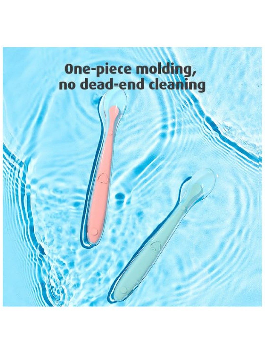 BabyPro Soft Silicone Baby Feeding Spoon Candy Color 2pcs (Blue-Pink- Image 3)