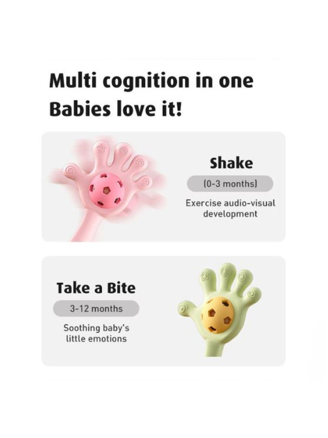 BabyPro Silicone Hand Rattle Teether Toys for Baby (Green- Image 3)