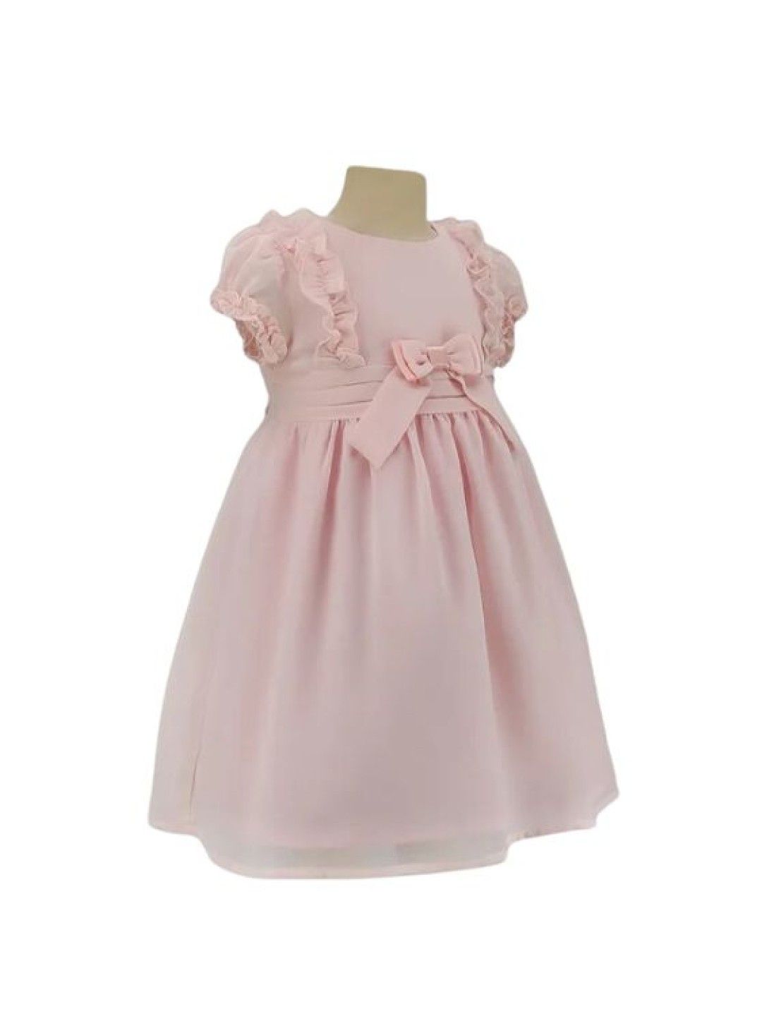 Periwinkle Allison Party Dress with Ruffles and Silk Ribbon at Front (Pink- Image 3)