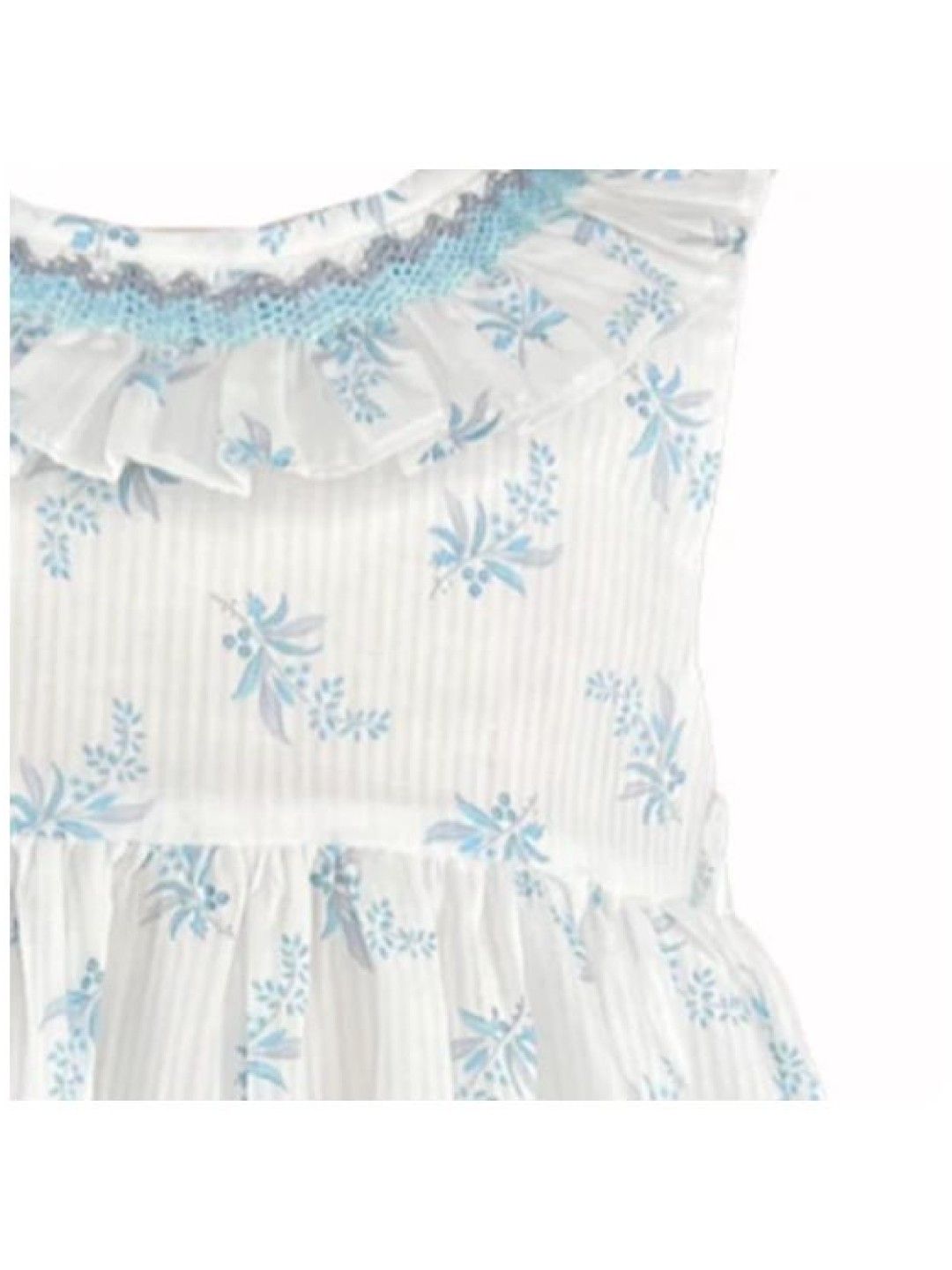 Periwinkle Nora Baby Girls Blue Binding Hand smocked dress with bloomer (Blue- Image 3)
