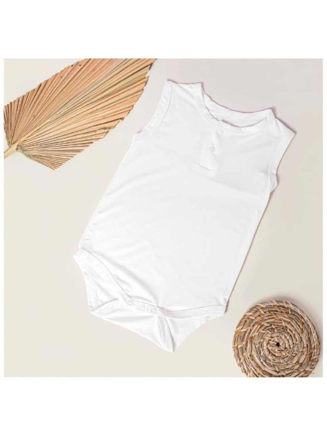 Baby Nene Sleeveless Bamboo Onesie (Sugar White- Image 3)