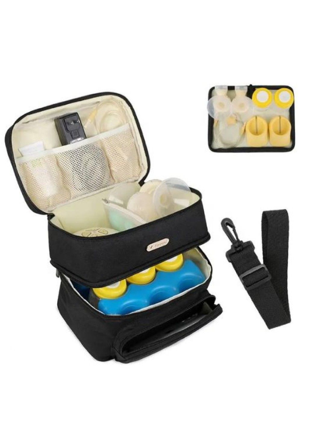 V-coool Hands-Free Breast Pump Organizer Thermal Cooler Bag (Black- Image 3)