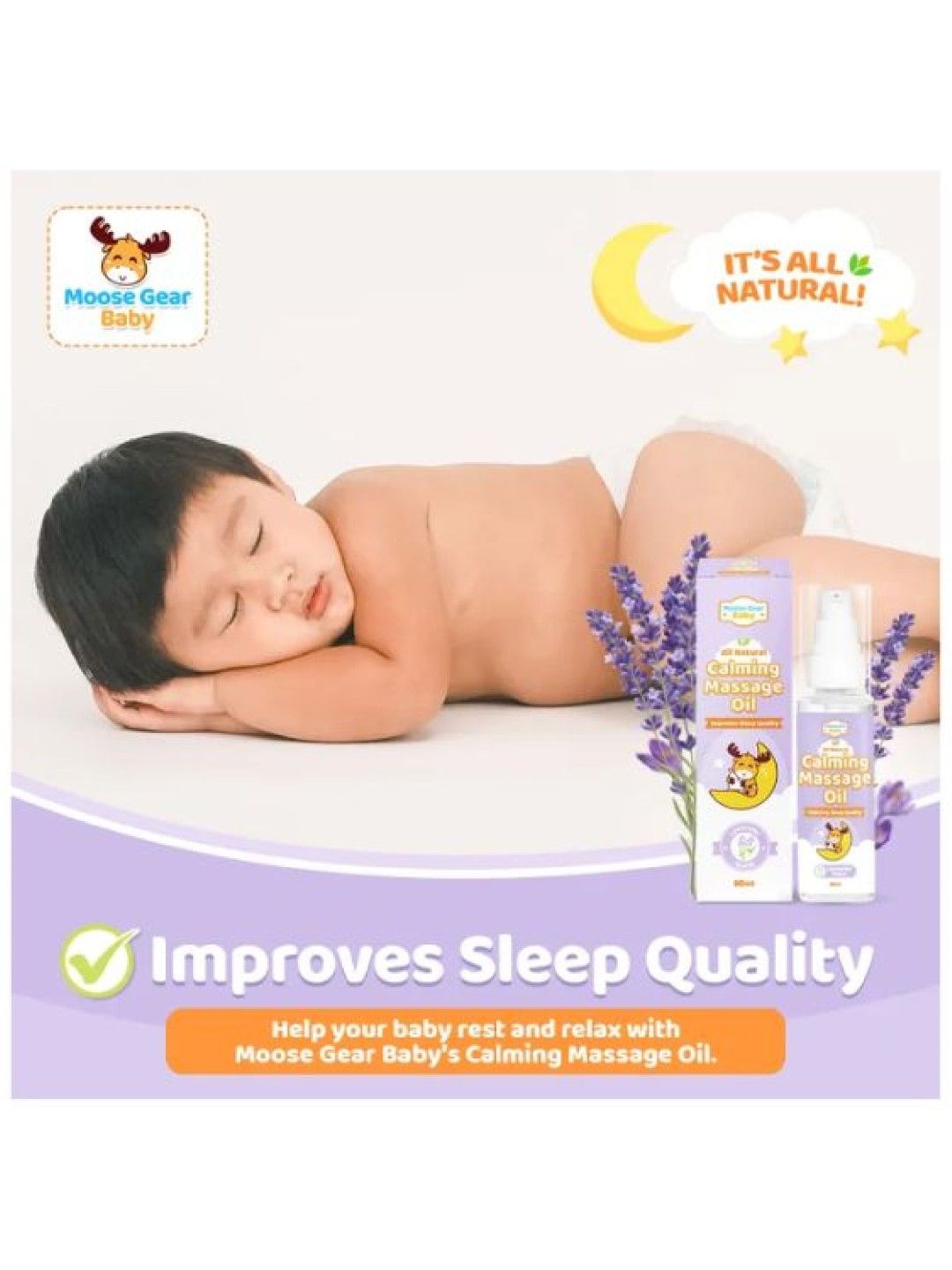 Moose Gear Baby Calming Massage Oil - Lavender Scent (60ml) (No Color- Image 3)