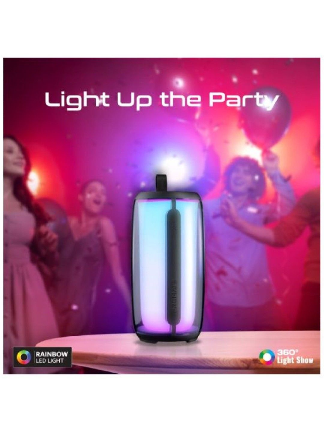Promate LUMITOWER LumiSound™ True Wireless Bluetooth v5.3 HD Speaker (No Color- Image 3)