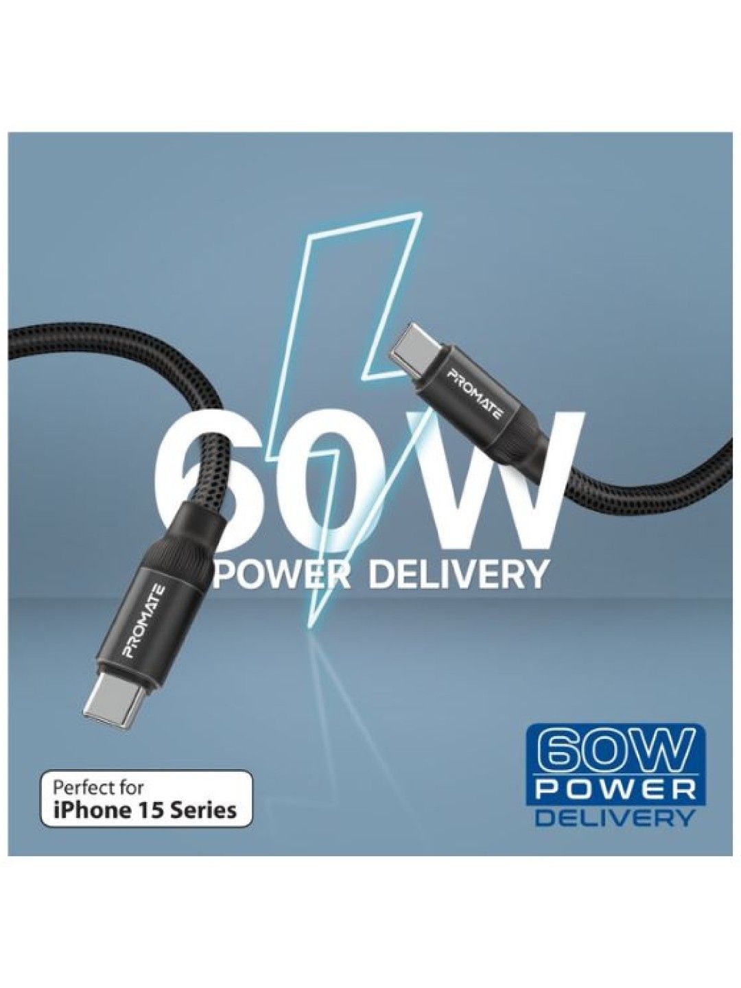 Promate SPRINGY 60W Power Delivery Self-Organizing Magnetic USB-C Cable (Black- Image 3)