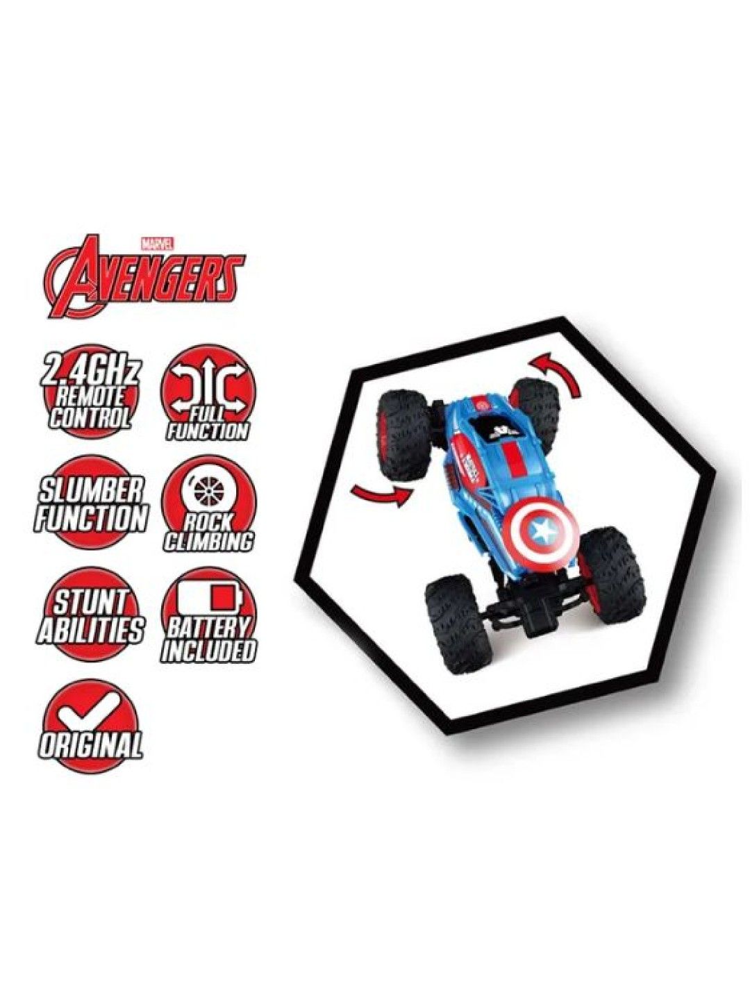 Marvel Original Captain America 2.4GHz Full-Function Rock Climbing Stunt RC Car (No Color- Image 3)