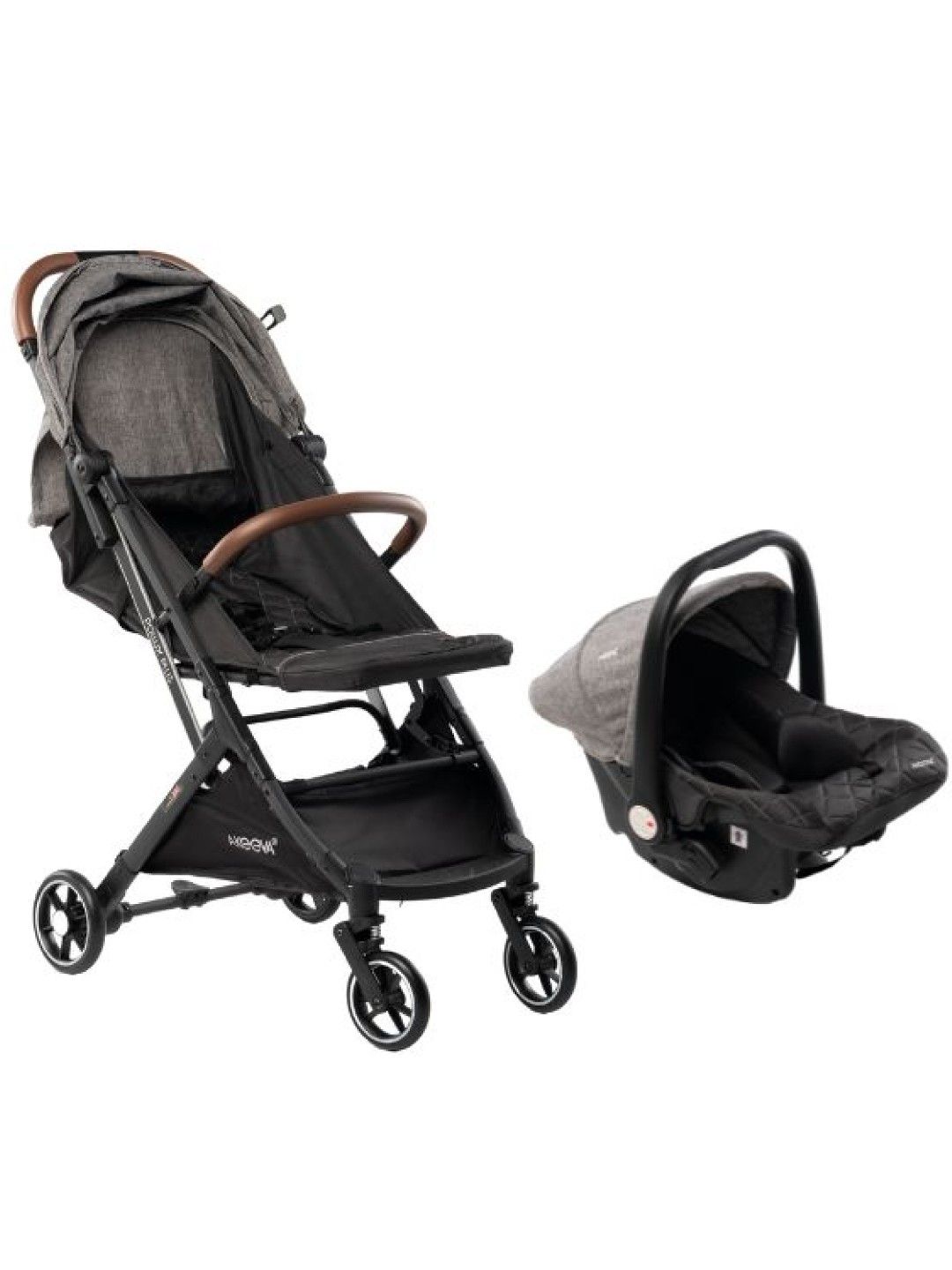 Akeeva Lightweight Travel Stroller w/ Carseat Travel System (Pollux Plus) - Grey (No Color- Image 3)