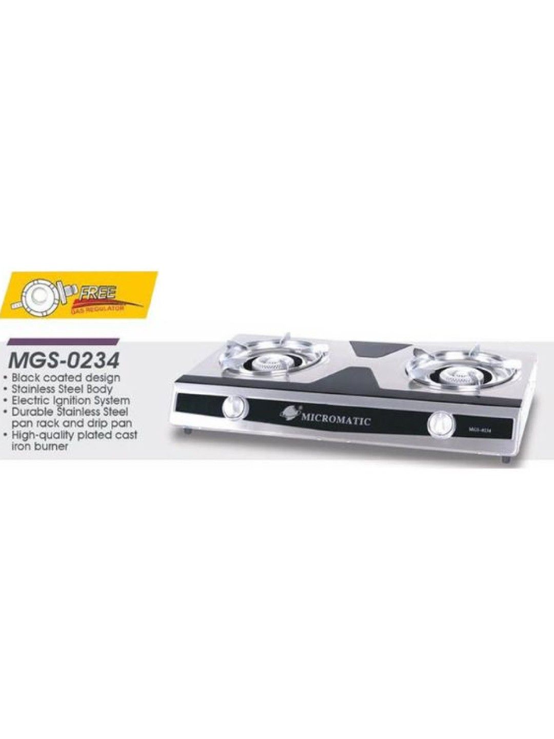 MICROMATIC MGS-0234 Double Burner Gas Stove Stainless Steel (No Color- Image 3)