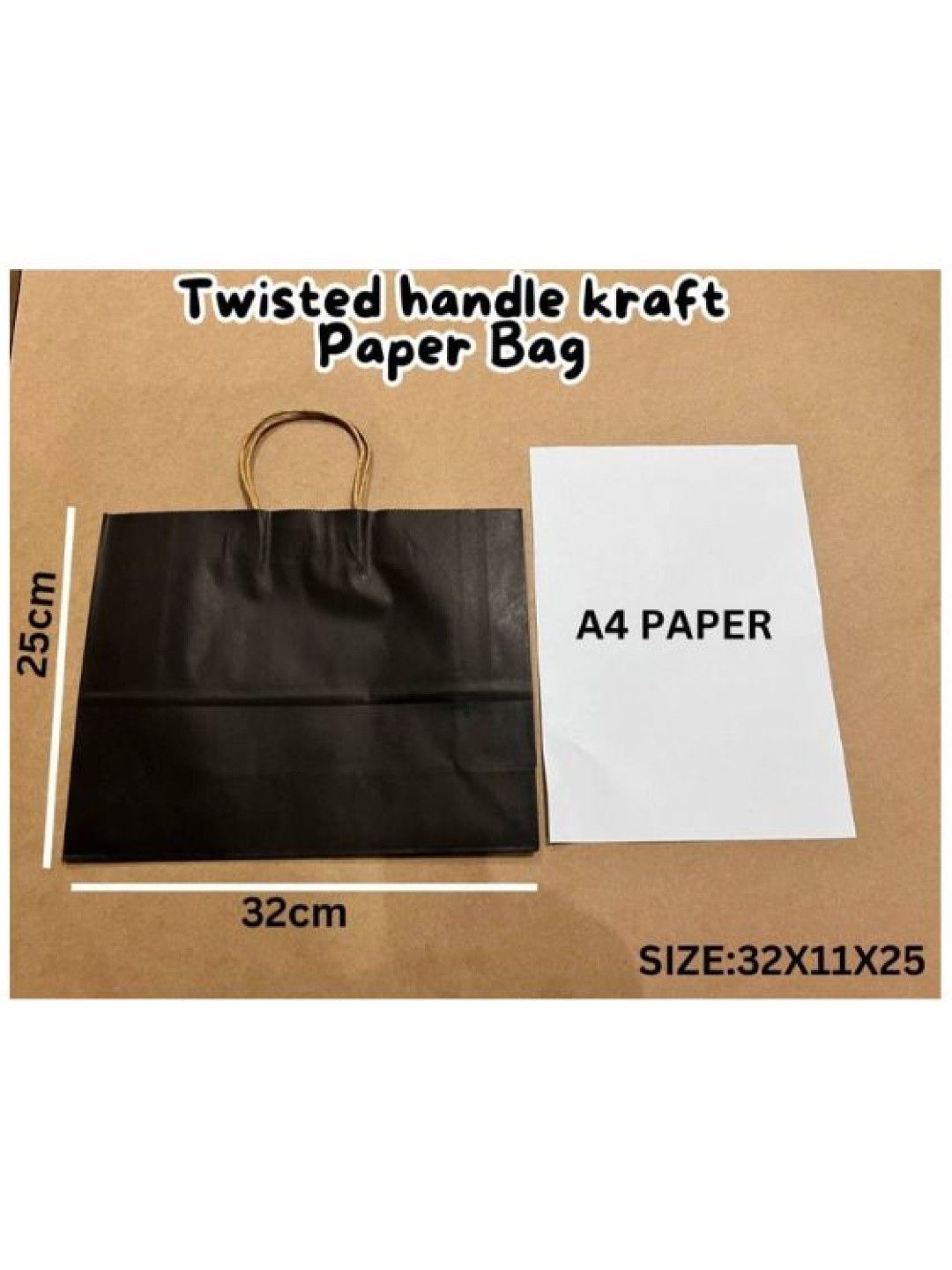 QT Hub Twisted handle Kraft Paper Bag LARGE (Green- Image 3)