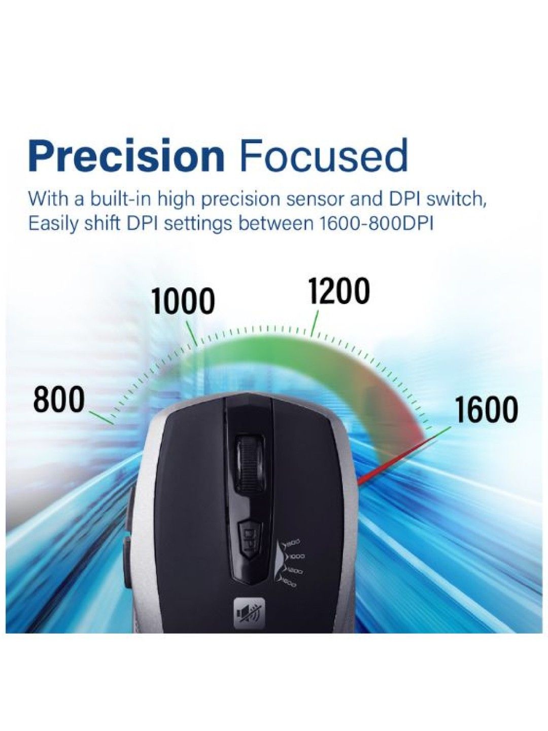 Promate BREEZE Silent Switch Streamlined Wireless Mouse (Silver- Image 3)