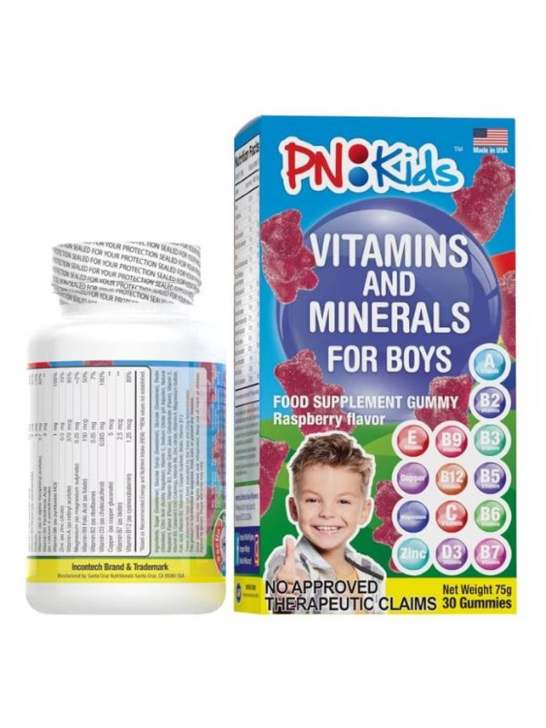 PNKids Vitamins and Minerals for Boys Gummy Raspberry Flavor 30s (75g) (No Color- Image 3)